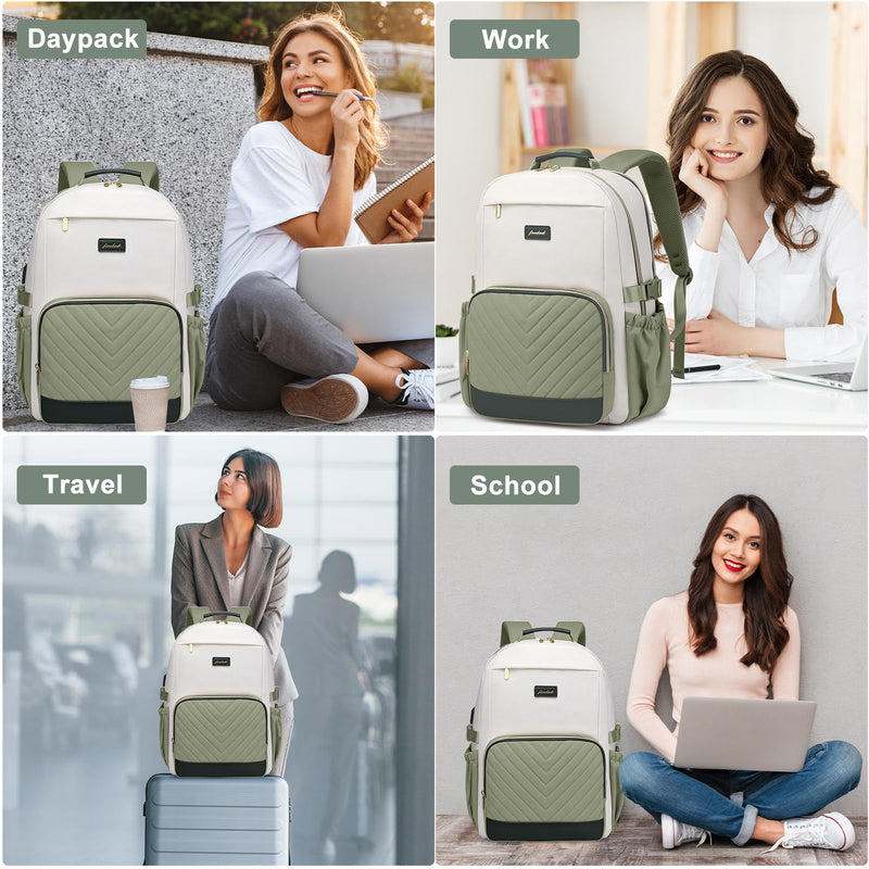 Laptop Backpack for Women Bookbag: 15.6 inch Work School Backpacks with Pouch Pocket for Large Capacity Cup & USB Charger College Book Bag Travel Business Nurse Teacher Bookbags Anti - theft Back Pack