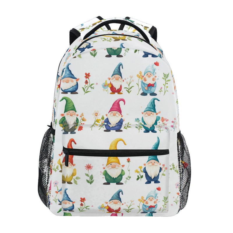 Laptop Backpack for Women Men Fashion Sports Backpack with Chest Strap for Travel Trip Cartoon Funny Gnomes White