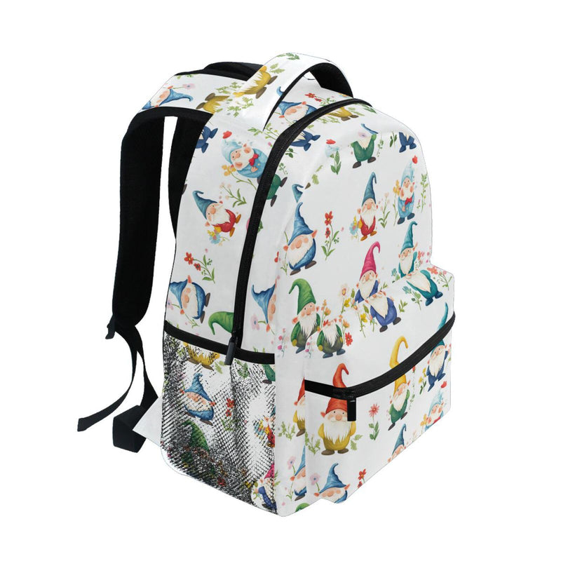 Laptop Backpack for Women Men Fashion Sports Backpack with Chest Strap for Travel Trip Cartoon Funny Gnomes White