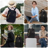 Laptop Backpack for Women Slim Travel - Laptop Bag Computer Case Fit up to 15.6 - inch Notebook Lightweight Medium Size Purse for Work Bookbag Water - resistant Business Fashion Stylish Nylon Black