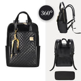 Laptop Backpack for Women Slim Travel - Laptop Bag Computer Case Fit up to 15.6 - inch Notebook Lightweight Medium Size Purse for Work Bookbag Water - resistant Business Fashion Stylish PU Leather Black