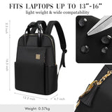 Laptop Backpack for Women Slim Travel - Laptop Bag Computer Case Fit up to 15.6 - inch Notebook Lightweight Medium Size Purse for Work Bookbag Water - resistant Business Fashion Stylish Nylon Black