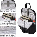 Laptop Backpack for Women Slim Travel - Laptop Bag Computer Case Fit up to 15.6 - inch Notebook Lightweight Medium Size Purse for Work Bookbag Water - resistant Business Fashion Stylish PU Leather Black