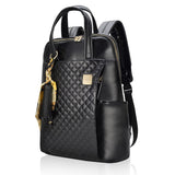 Laptop Backpack for Women Slim Travel - Laptop Bag Computer Case Fit up to 15.6 - inch Notebook Lightweight Medium Size Purse for Work Bookbag Water - resistant Business Fashion Stylish PU Leather Black