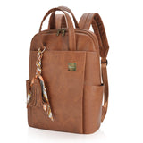 Laptop Backpack for Women Slim Travel - Laptop Bag Computer Case Fit up to 15.6 - inch Notebook Lightweight Medium Size Purse for Work Bookbag Water - resistant Business Fashion Stylish PU Leather Brown