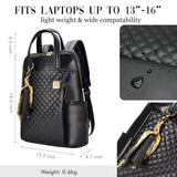 Laptop Backpack for Women Slim Travel - Laptop Bag Computer Case Fit up to 15.6 - inch Notebook Lightweight Medium Size Purse for Work Bookbag Water - resistant Business Fashion Stylish PU Leather Black