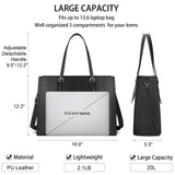 Laptop Bag for Women 15.6 Inch Crocodile Tote Bag Leather Briefcase Business with Adjustable Handles for Work, Travel, Teacher, Nurse Large Capacity Black