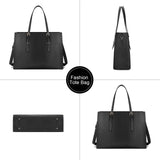 Laptop Bag for Women 15.6 Inch Crocodile Tote Bag Leather Briefcase Business with Adjustable Handles for Work, Travel, Teacher, Nurse Large Capacity Black