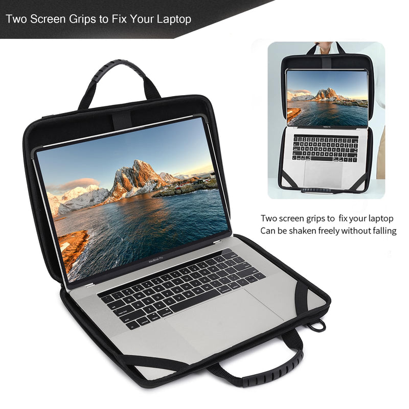 Laptop Case for 14.1 - 15.6 Inch Macbook Pro Air Chromebook HP Lenovo Work - in Notebook Computer Hard Shell Laptop Bag for Men Women with Pouch and Shoulder Strap (14.2"L x 9.5"W, Black)