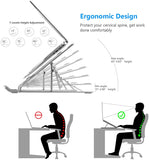 Laptop Stand for Desk, Ergonomic Design Adjustable Aluminum Foldable Portable Computer Stand, Compatible with MacBook Air Pro, HP, Lenovo, Dell, More 10 - 15.6”Inch and Tablets (Silver)