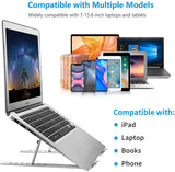 Laptop Stand for Desk, Ergonomic Design Adjustable Aluminum Foldable Portable Computer Stand, Compatible with MacBook Air Pro, HP, Lenovo, Dell, More 10 - 15.6”Inch and Tablets (Silver)