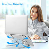 Laptop Stand for Desk, Ergonomic Design Adjustable Aluminum Foldable Portable Computer Stand, Compatible with MacBook Air Pro, HP, Lenovo, Dell, More 10 - 15.6”Inch and Tablets (Silver)