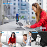 Laptop Stand for Desk, Ergonomic Design Adjustable Aluminum Foldable Portable Computer Stand, Compatible with MacBook Air Pro, HP, Lenovo, Dell, More 10 - 15.6”Inch and Tablets (Silver)