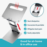 Laptop Stand for Desk, Ergonomic Sit to Stand Laptop Holder Convertor, Adjustable Height from 2.1" to 13.8", Supports up to 22lbs, Compatible with MacBook, All Laptops Tablets 11 - 17" - Silver