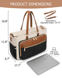 Laptop Tote Bag for Women Work, Multi - pocket Teacher Handbag with Cup Holder, 17.3 Inch Computer Purse for Office, Travel