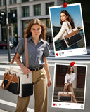 Laptop Tote Bag for Women Work, Multi - pocket Teacher Handbag with Cup Holder, 17.3 Inch Computer Purse for Office, Travel