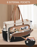 Laptop Tote Bag for Women Work, Multi - pocket Teacher Handbag with Cup Holder, 17.3 Inch Computer Purse for Office, Travel