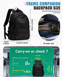 Laptop Travel Backpack for Women Men Bag College Airline Approved Carry On Luggage Backpack Lightweight Business Personal Item Bag Work Bookbags Large Capacity Waterproof Purse Casual Daypack Black