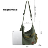 Large Canvas Messenger Bag with Multiple Pockets for Men and Women, Crossbody Shoulder Tote Hobo Laptop Bag(521/Green)