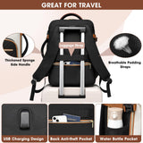 Large Carry On Travel Backpack - Flight Approved Waterproof Luggage Suitcase Backpacks Personal Item Size for Women Men fit 18 inch Laptop College Overnight Bag Weekender Daypack Beige - Black - Brown