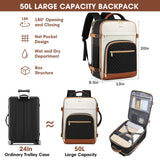 Large Carry On Travel Backpack - Flight Approved Waterproof Luggage Suitcase Backpacks Personal Item Size for Women Men fit 18 inch Laptop College Overnight Bag Weekender Daypack Beige - Black - Brown