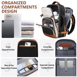 Large Carry On Travel Backpack - Flight Approved Waterproof Luggage Suitcase Backpacks Personal Item Size for Women Men fit 18 inch Laptop College Overnight Bag Weekender Daypack Beige - Black - Brown