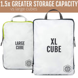 Large Compression Packing Cubes 6 Piece Set for Travel with Lightweight Laundry Bag for Carry - On Suitcase by TRIPPED Travel Gear (White)