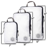 Large Compression Packing Cubes 6 Piece Set for Travel with Lightweight Laundry Bag for Carry - On Suitcase by TRIPPED Travel Gear (White)