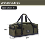 Large Duffle Bag for Travel - Men & Women, Foldable Gym Duffle Backpack, Heavy Duty Tactical Military Canvas Duffel Bags, Extra Big Carry On with Shoe Pockets, Waterproof (80L/103L)