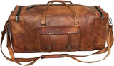 Large Leather 32 Inch Luggage Handmade Duffel Bag Carryall Weekender Travel Overnight Gym Sports Carry On For Men And Women (32 inch)