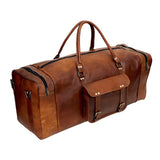 Large Leather 32 Inch Luggage Handmade Duffel Bag Carryall Weekender Travel Overnight Gym Sports Carry On For Men And Women (32 inch)