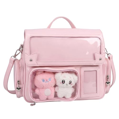 Large Pink Ita Bag Big Backpack, Messenger Style Tote Shoulder Bags Cute Kawaii Itbag For Women Japanese Style Pin Display Dorm Work | Backpacks4Less