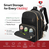 Large PU Leather Diaper Bag Backpack Set (3 - Piece) – Baby Bag with Large Changing Pad, Insulated Warm/Cool Bottle Pockets Organization, Newborn Essentials Travel Gift for Mom & Dad, Best Baby Shower