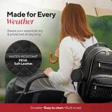Large PU Leather Diaper Bag Backpack Set (3 - Piece) – Baby Bag with Large Changing Pad, Insulated Warm/Cool Bottle Pockets Organization, Newborn Essentials Travel Gift for Mom & Dad, Best Baby Shower
