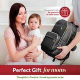 Large PU Leather Diaper Bag Backpack Set (3 - Piece) – Baby Bag with Large Changing Pad, Insulated Warm/Cool Bottle Pockets Organization, Newborn Essentials Travel Gift for Mom & Dad, Best Baby Shower