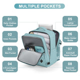 Large Travel Backpack Carry on Flight Approved Mochila De Viaje Carry on Backpack for Airplanes Spirit Airlines Personal Item Bag 18x14x8 Inches Travel Bag Traveling Backpack for Women Men Light Blue