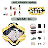 Large Travel Bag Travel Weekender Gear Bag with Toiletry for Airplane Traveling 2 Pcs Set Buffalo Plaid diamonding Bright Yellow1