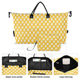 Large Travel Bag Travel Weekender Gear Bag with Toiletry for Airplane Traveling 2 Pcs Set Buffalo Plaid diamonding Bright Yellow1
