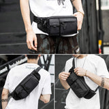 Large Waterproof Black Waist Bag Fanny Pack For Men Women Belt Bag Pouch Hip Bum Chest Bags with Adjustable Strap, Premium Lightweight Fanny Pack For Gym Fitness Workout Travel Work Commuting