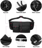 Large Waterproof Black Waist Bag Fanny Pack For Men Women Belt Bag Pouch Hip Bum Chest Bags with Adjustable Strap, Premium Lightweight Fanny Pack For Gym Fitness Workout Travel Work Commuting
