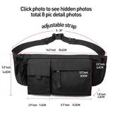 Large Waterproof Black Waist Bag Fanny Pack For Men Women Belt Bag Pouch Hip Bum Chest Bags with Adjustable Strap, Premium Lightweight Fanny Pack For Gym Fitness Workout Travel Work Commuting
