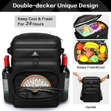 Laripwit 54 Cans Backpack Cooler Insulated Leak - Proof Large Leather Cooler Backpack Double Deck Lunch Backpack for Men Women - Perfect Soft Cooler Bag for Work, Camping, Picnic, Beach, Hiking