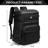 Laripwit 54 Cans Backpack Cooler Insulated Leak - Proof Large Leather Cooler Backpack Double Deck Lunch Backpack for Men Women - Perfect Soft Cooler Bag for Work, Camping, Picnic, Beach, Hiking