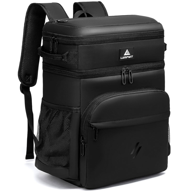 Laripwit 54 Cans Backpack Cooler Insulated Leak - Proof Large Leather Cooler Backpack Double Deck Lunch Backpack for Men Women - Perfect Soft Cooler Bag for Work, Camping, Picnic, Beach, Hiking
