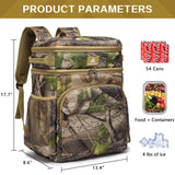 Laripwit Picnic Backpack Cooler - 54 Cans Large Soft Camo Lunch Backpack Bag Insulated Leakproof with Double Deck Compartment