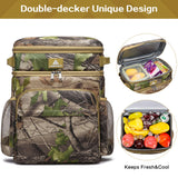 Laripwit Picnic Backpack Cooler - 54 Cans Large Soft Camo Lunch Backpack Bag Insulated Leakproof with Double Deck Compartment