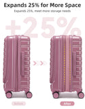 LARVENDER Carry On Luggage 22x14x9 Airline Approved, 20 Inch Expandable PC+ABS Hardside Carry On Luggage with Front Pocket Spinner Wheels TSA Lock for Women Men (Silk Rose)