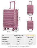 LARVENDER Carry On Luggage 22x14x9 Airline Approved, 20 Inch Expandable PC+ABS Hardside Carry On Luggage with Front Pocket Spinner Wheels TSA Lock for Women Men (Silk Rose)