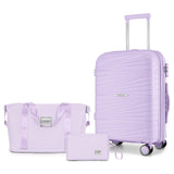 LARVENDER Carry On Luggage 22x14x9 Airline Approved, 20 Inch Hardshell & Lightweight PP Carry On Suitcase for Women with Spinner Wheels TSA Lock, Lavender