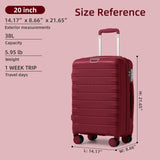 LARVENDER Carry On Luggage 22x14x9 Airline Approved, 20 Inch Hardshell & Lightweight PP Travel Carry On Suitcase for Women with Spinner Wheels TSA Lock, Maroon